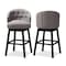 Baxton Studio Theron Gray Upholstered Wood Swivel Bar Stool, PK2 152-9115 - alternate 7